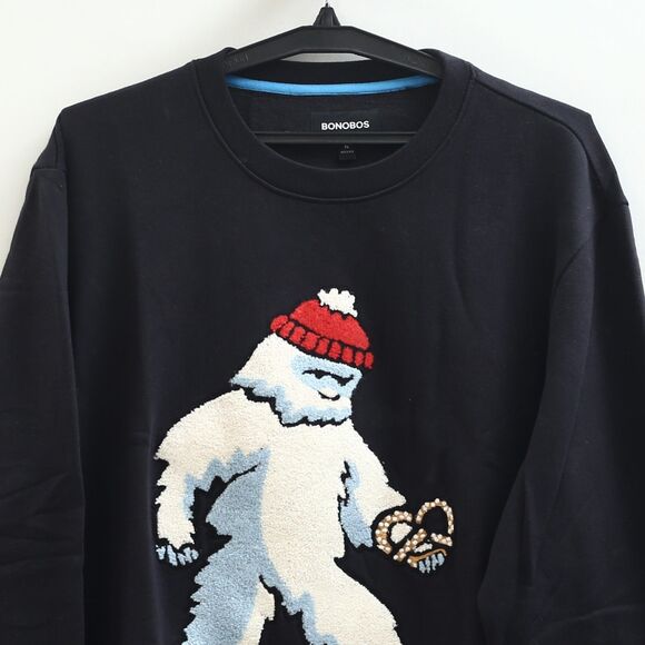 BONOBOS Critter Supersoft Fleece Crew Sweater Embroidered Long Sleeve XL 282565 - Picture 4 of 4